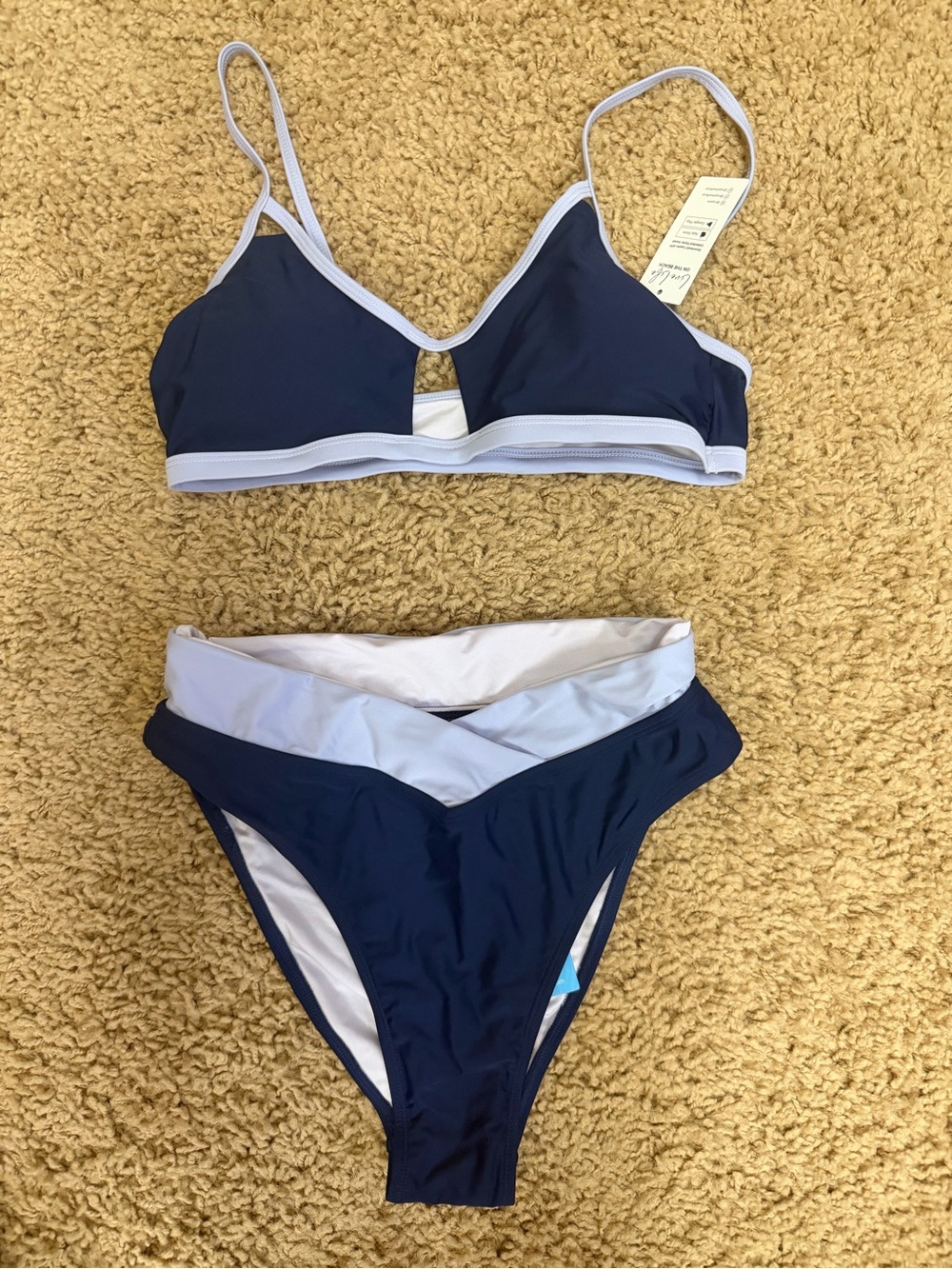 Women’s Navy & Light Blue Two-Piece Bikini Swim Set size M